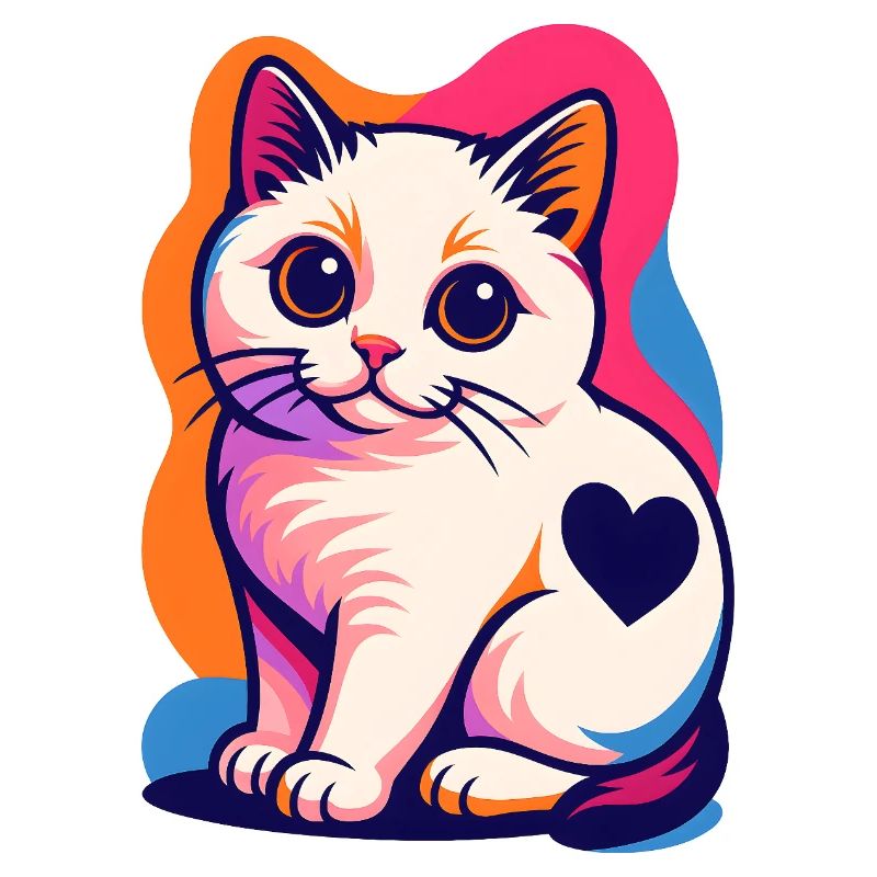 Chat coloré avec un accent de cœur