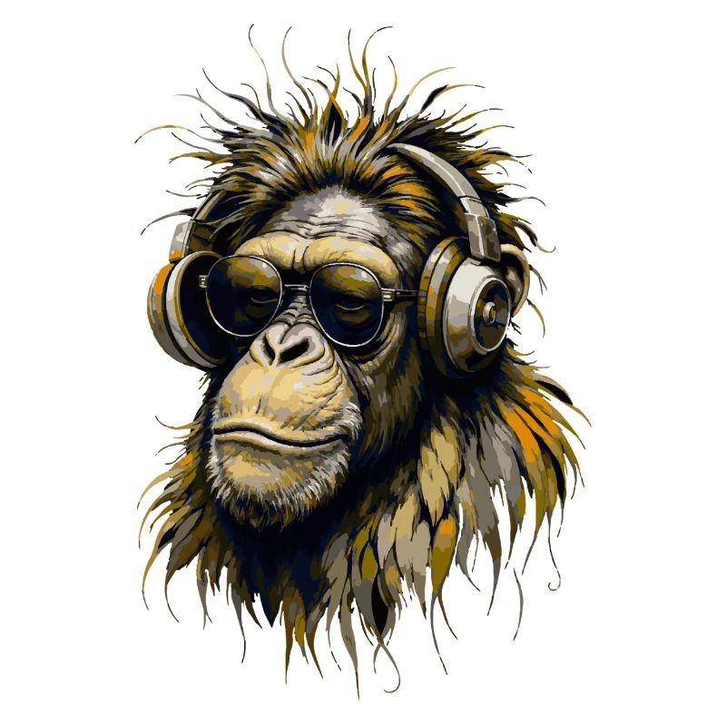 Singe cool avec des écouteurs