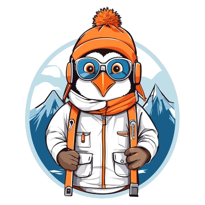 Cute penguin with wool hat