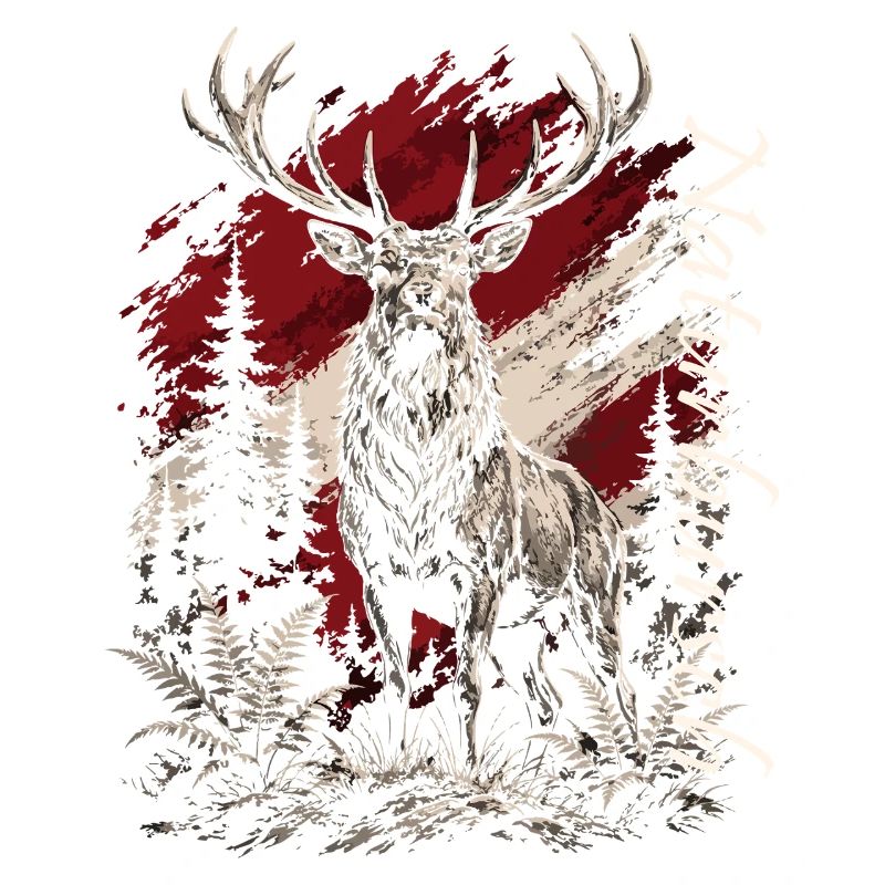 Hirsch im Wald – Rustikal Illustration