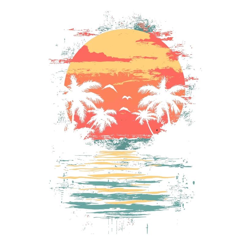 Beach Palm Trees Sunset Summer