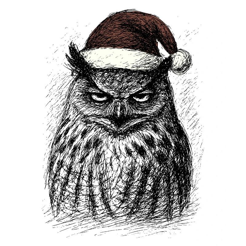 Müde Weihnachts- Eule