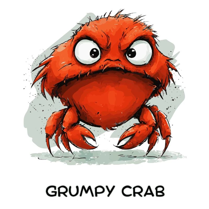 Grumpy Crab - Mürrische Cartoon Krabbe Design