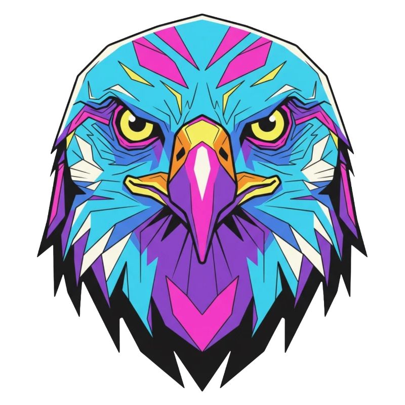 Geometric eagle in neon style