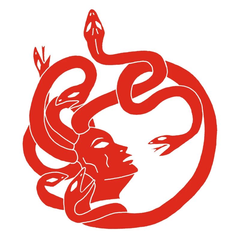 Frau mit Schlangenhaar (rot)