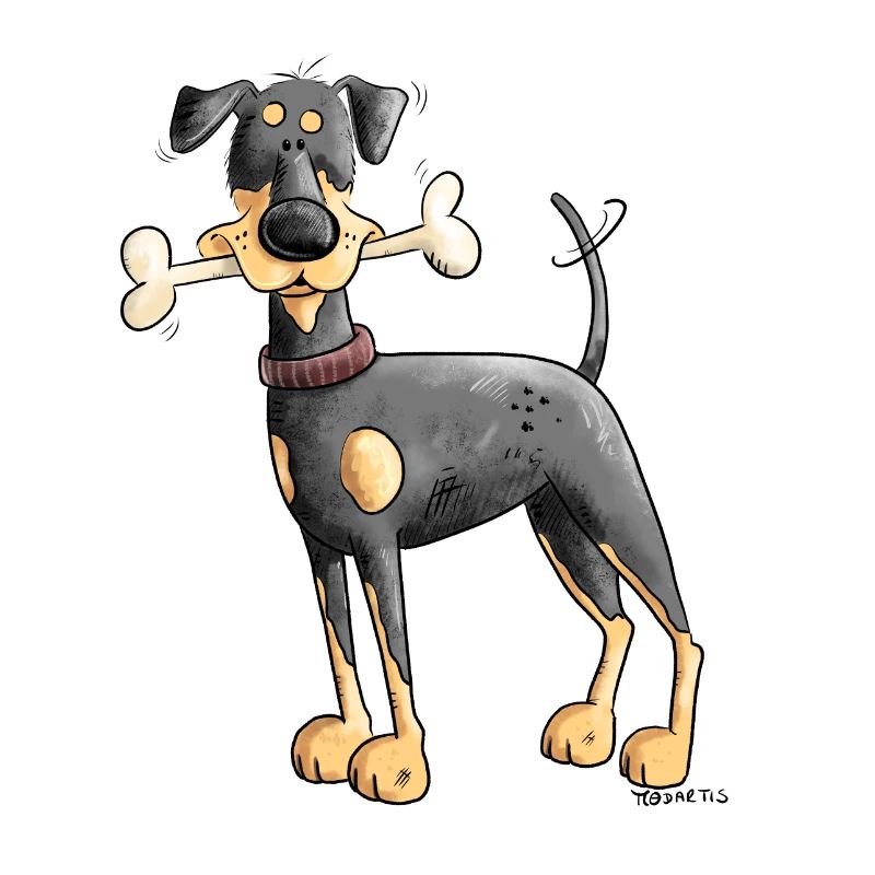 Dobermann Oder Pinscher mit Knochen