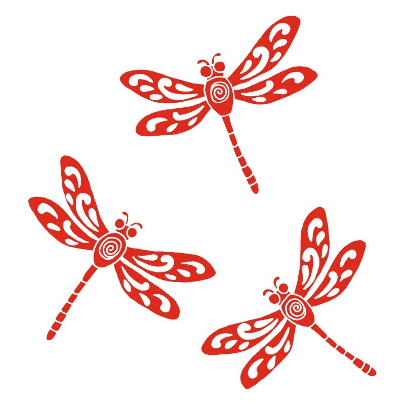 Trio roter Libellen