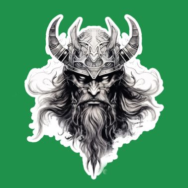 Schizzo vichingo con elmo cornuto e barba lunga
