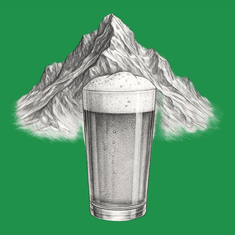 Bergblick mit Bierglas