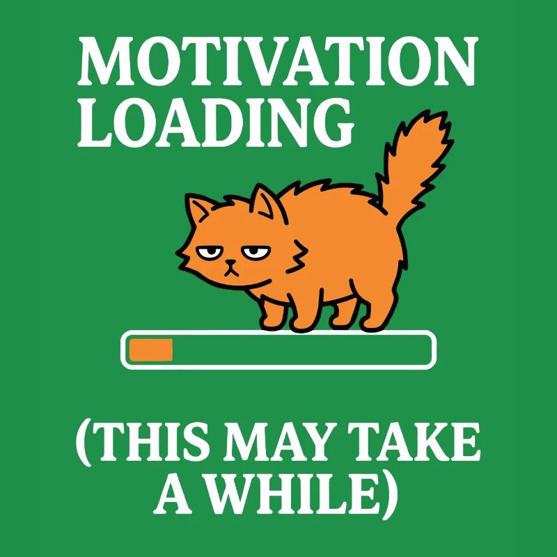 Motivation Loading Tired Cat with Loading Bar