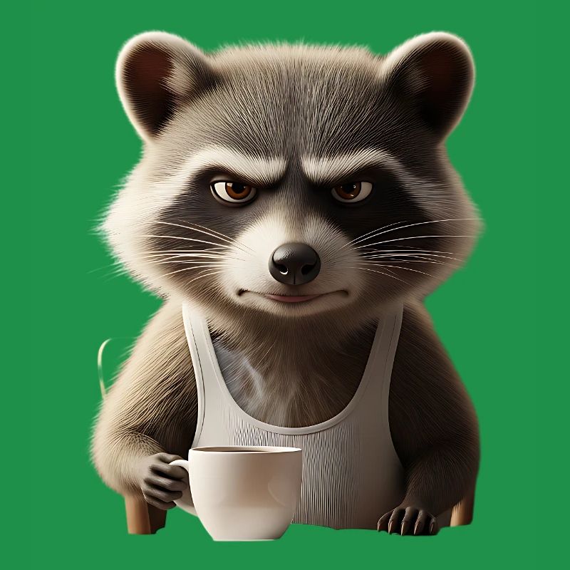 Grumpy Waschbär mit Kaffee – Morgenmuffel Design