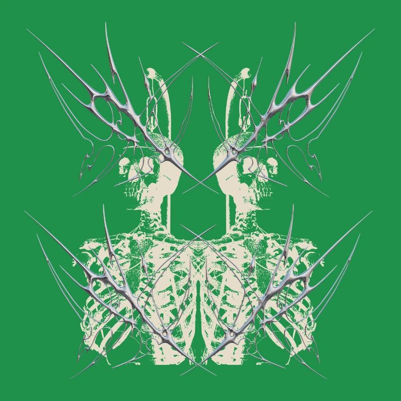 Dark Gothic Skeleton Mirror Cybercore Design