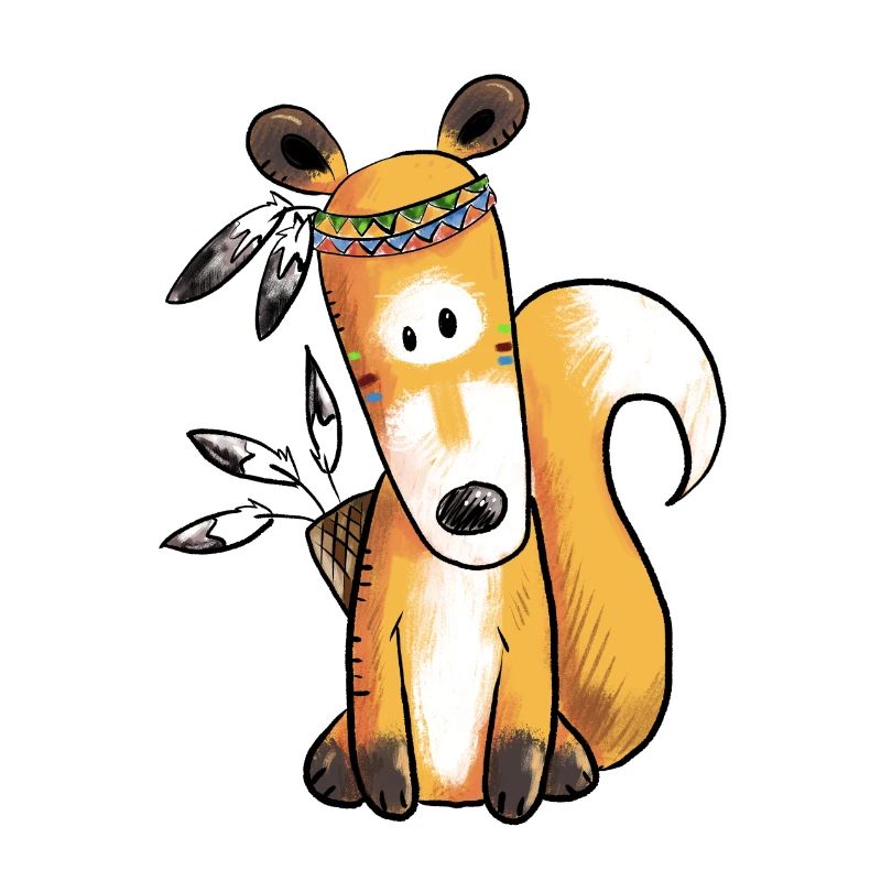 Indianer Fuchs Mit Federschmuck Fun Comic Waldtier