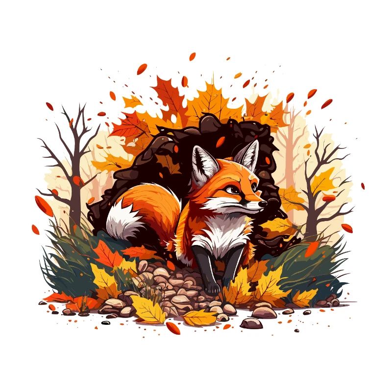 Fuchs im Herbstlaub