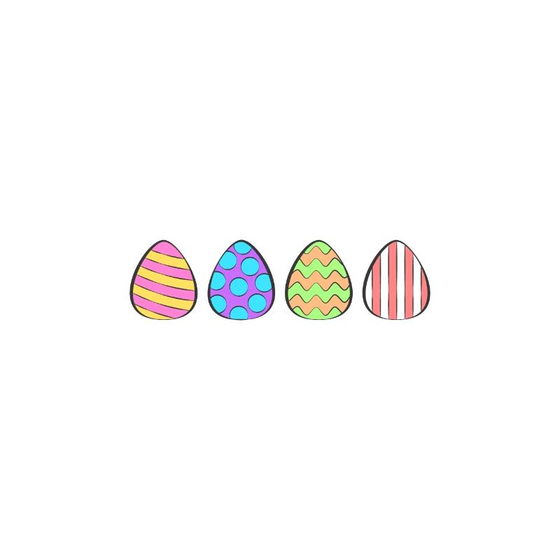 4 colorful Easter eggs