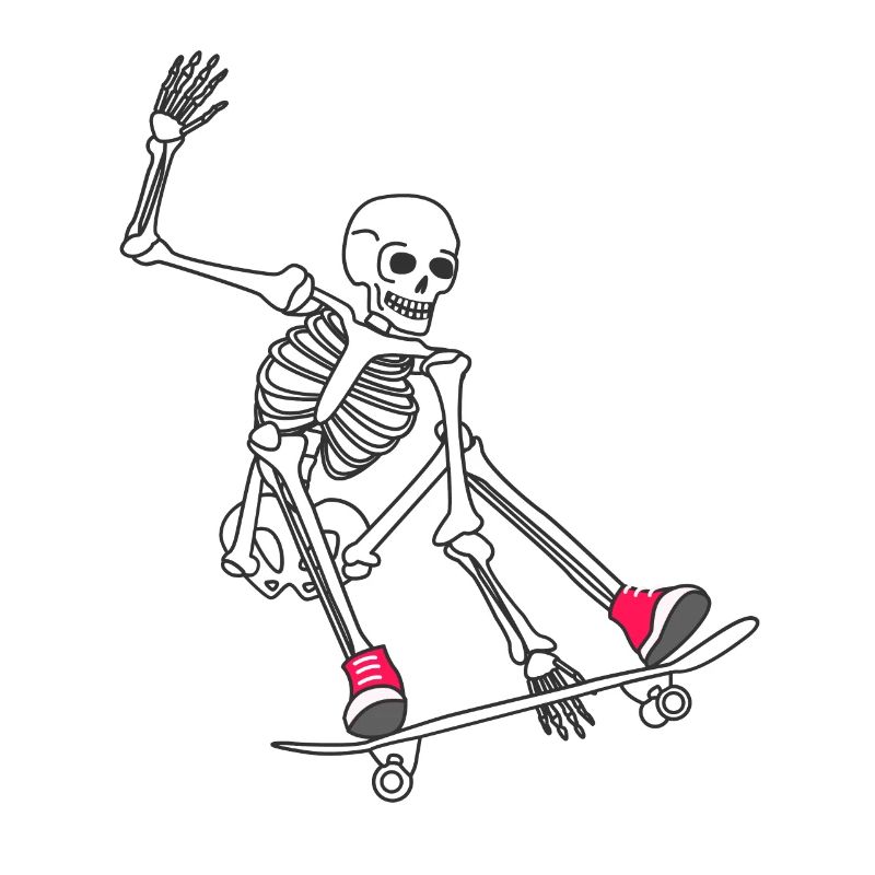 Funny Skeleton Skateboarding