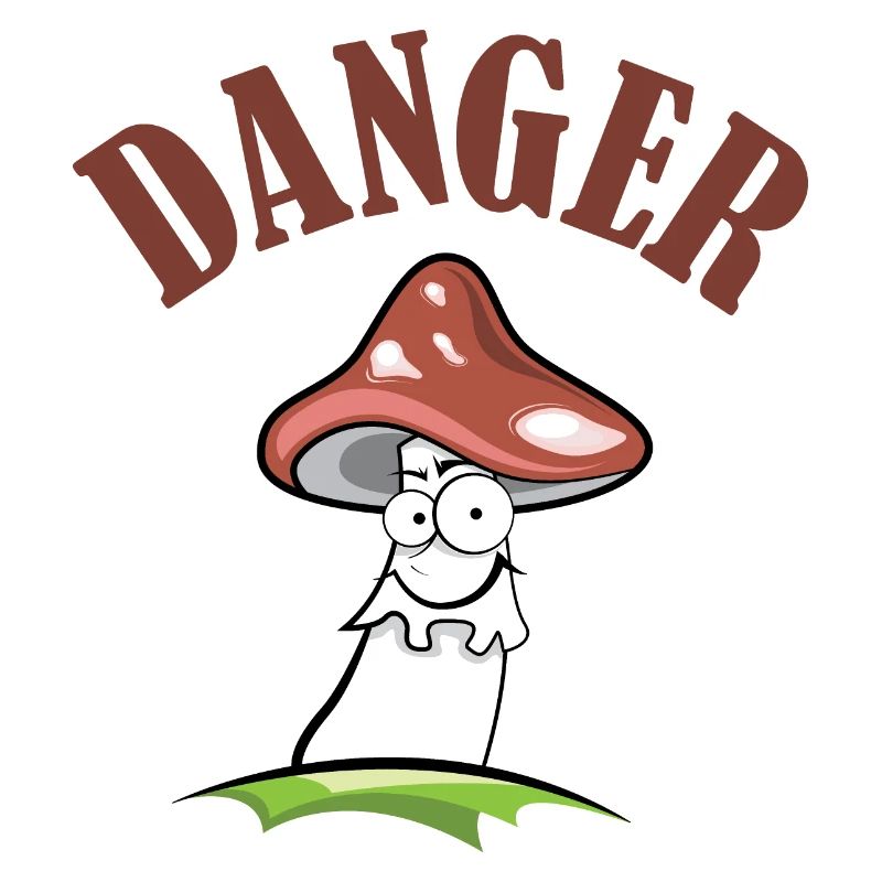 Toadstool danger symbol comic funny