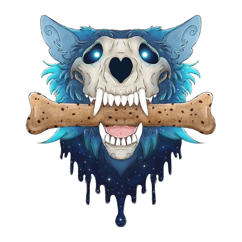 Hellhound Skull - Demonic Blue Wolf & Cookie Bone