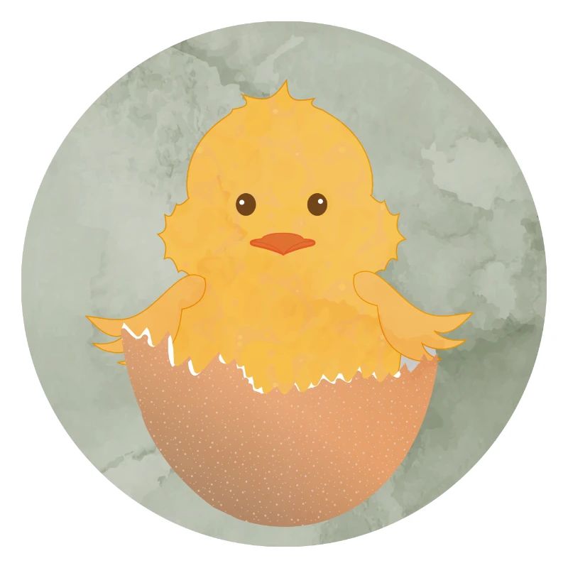 newly hatched chick in the eggshell