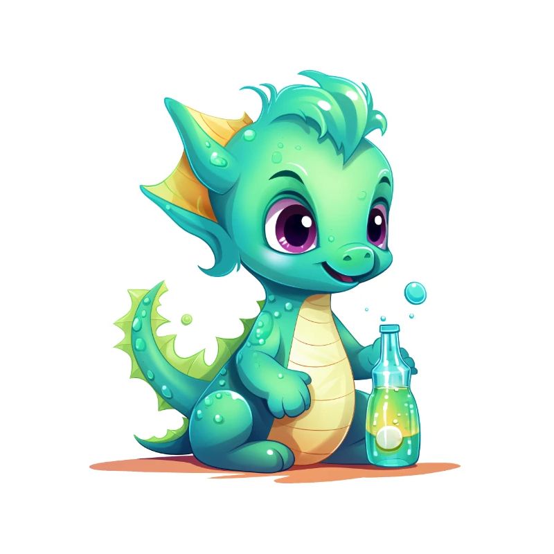 Bébé Dragon Vert avec Chemise Magic Bottle