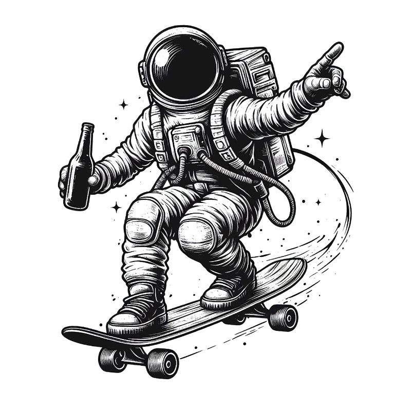 Astronaut on skateboard
