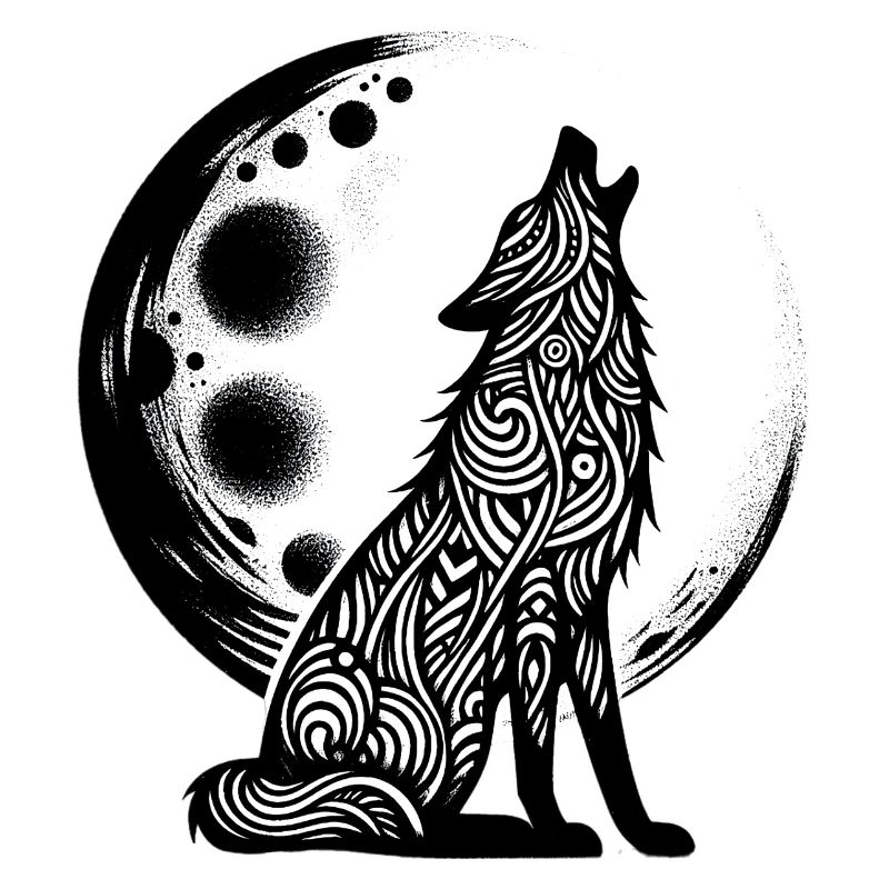Wolf howls at the moon