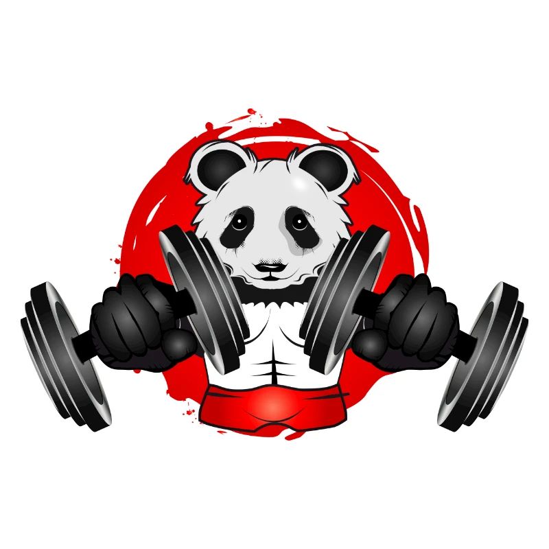 Bodybuilder Panda Bear avec haltère en Gym Patch