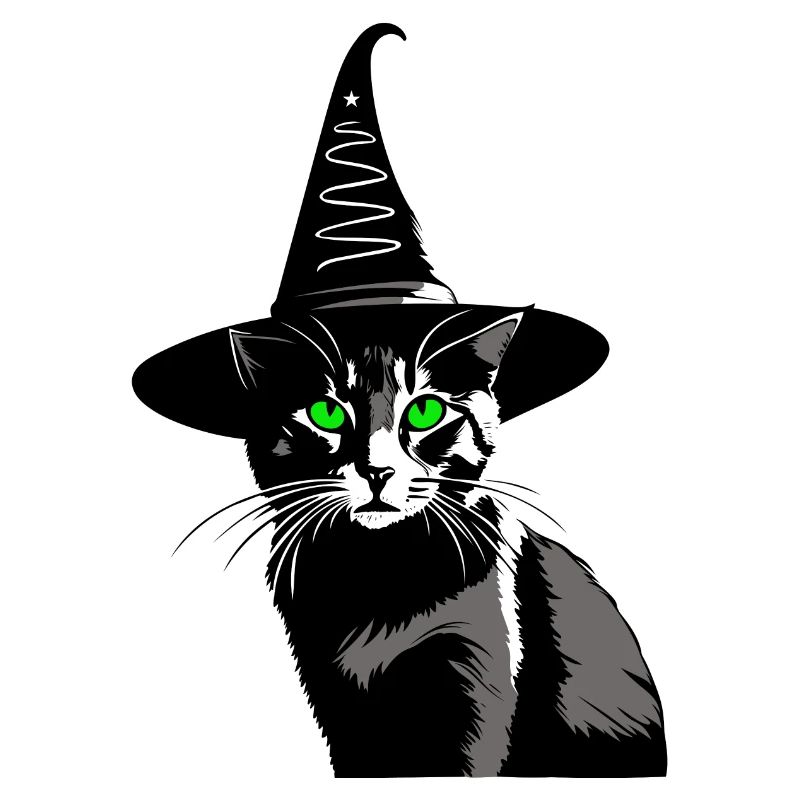 Cat Green Eyes Witch Hat Walpurgis Night