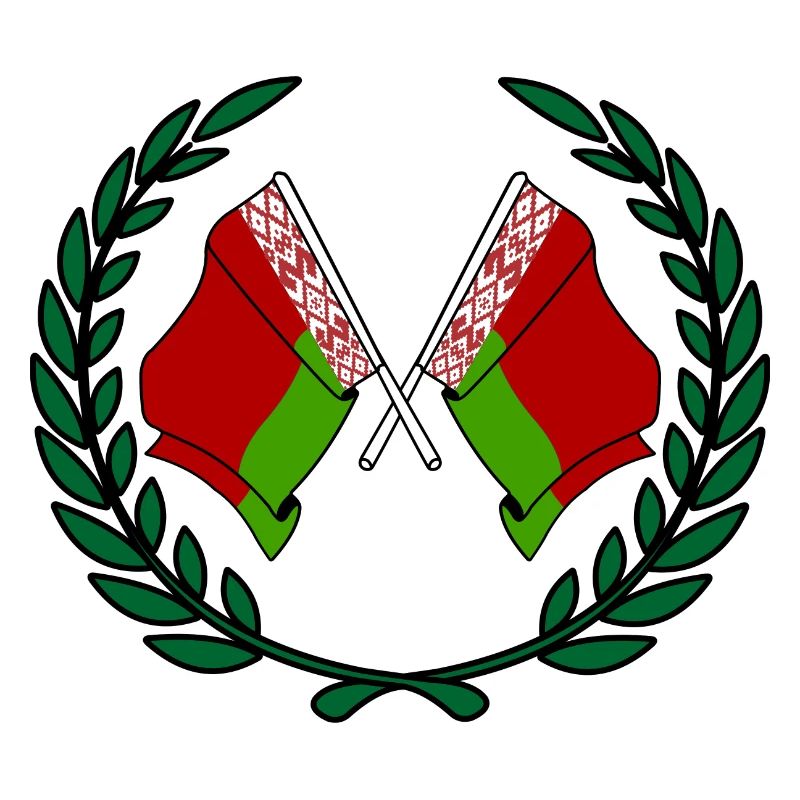 Drapeaux Biélorussie en couronne de laurier