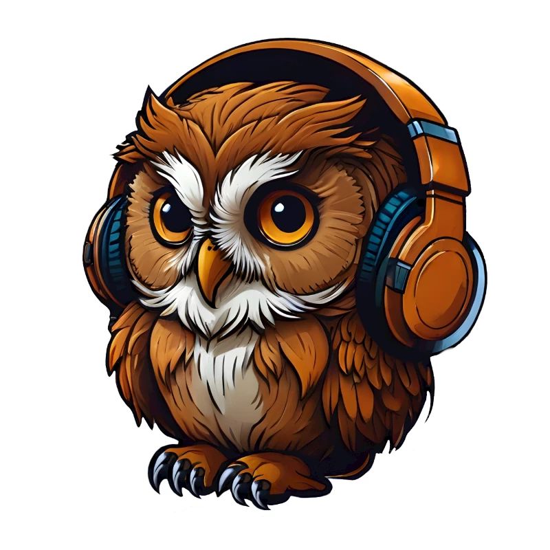 Eule mit Kopfhörern