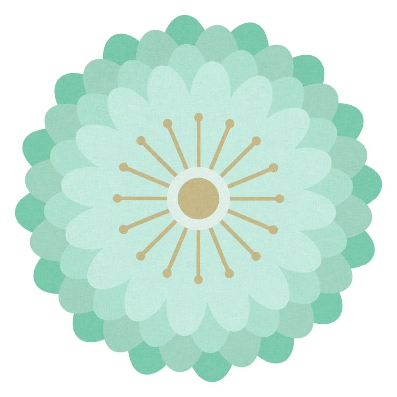 Vert menthe et fleur dorée