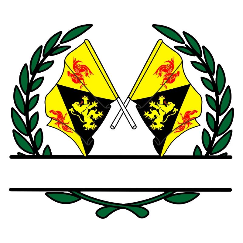 Flags Walloon Brabant in laurel wreath banner