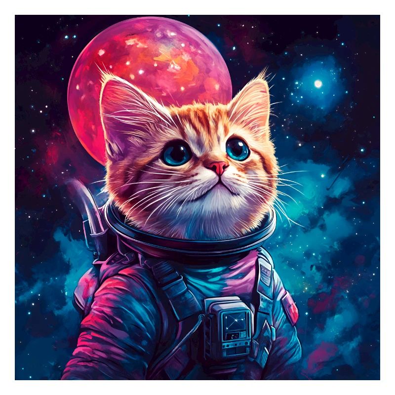 Chat astronaute rose espace
