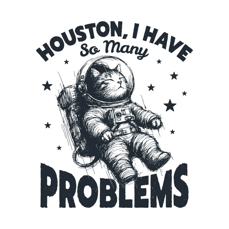 Houston I Have So Many Problems Funny Space Cat