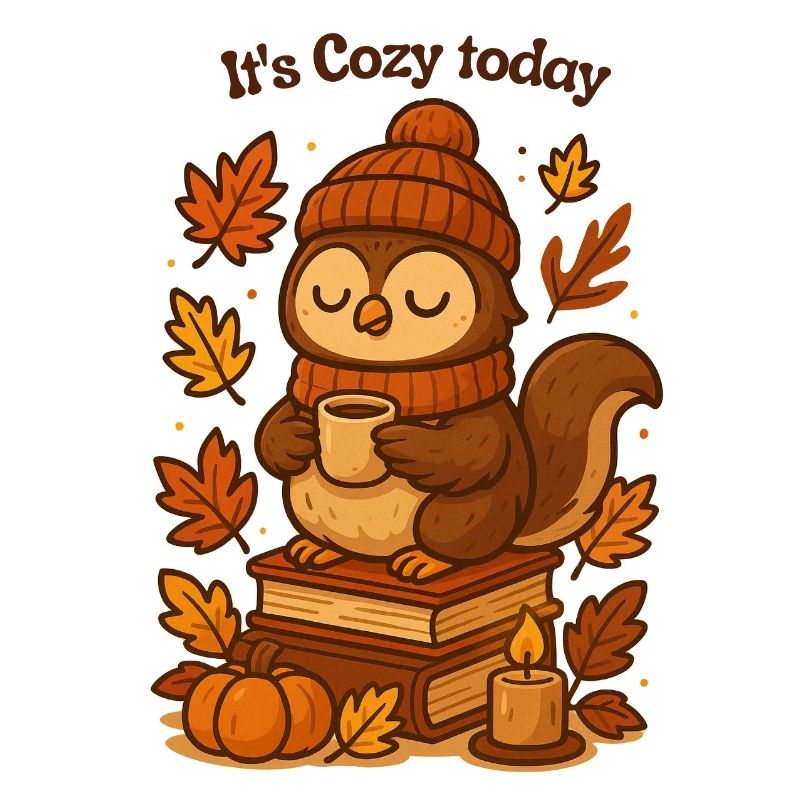 Gemütliche Herbst-Eule mit Tee Mütze 