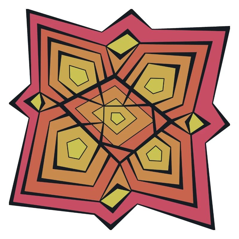 Mandala géométrique dans les tons d’ocre et de rose