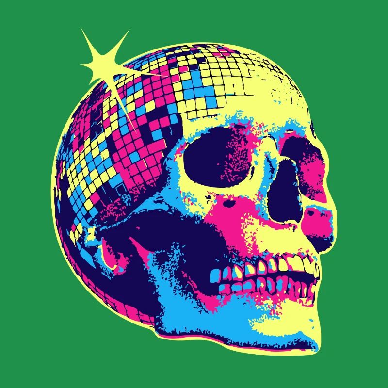 Neon Disco Skull