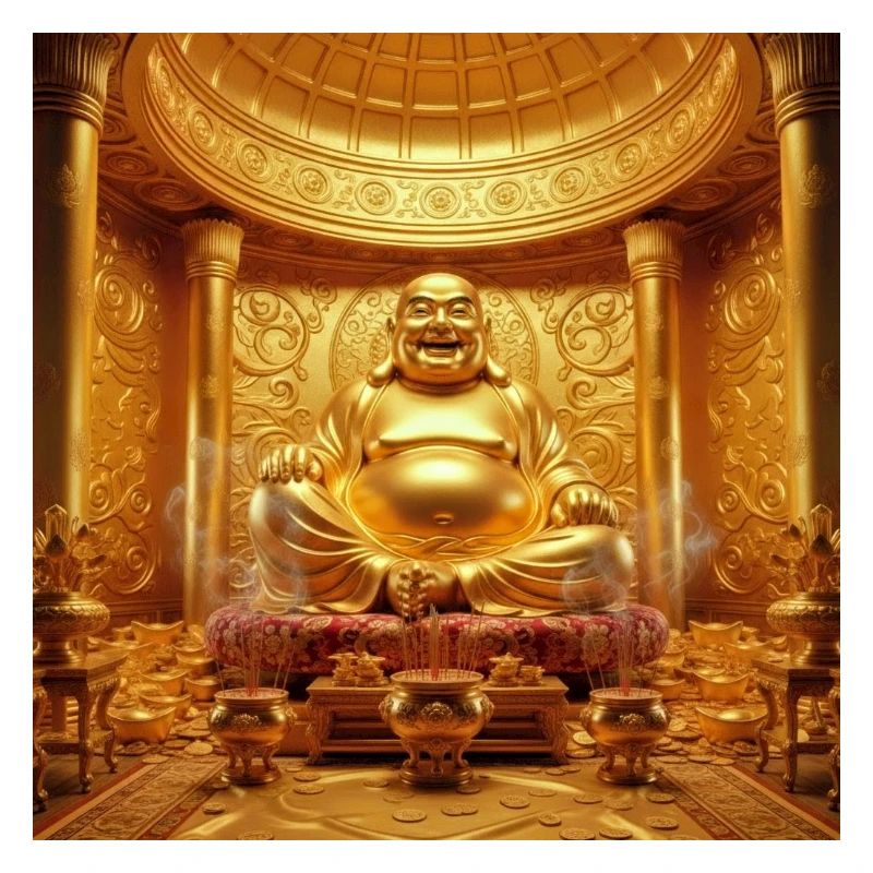 Scène du temple du Bouddha doré