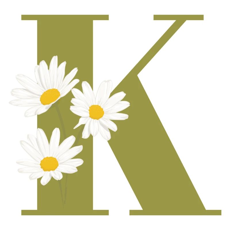 Buchstabe k grüne Gänseblümchen