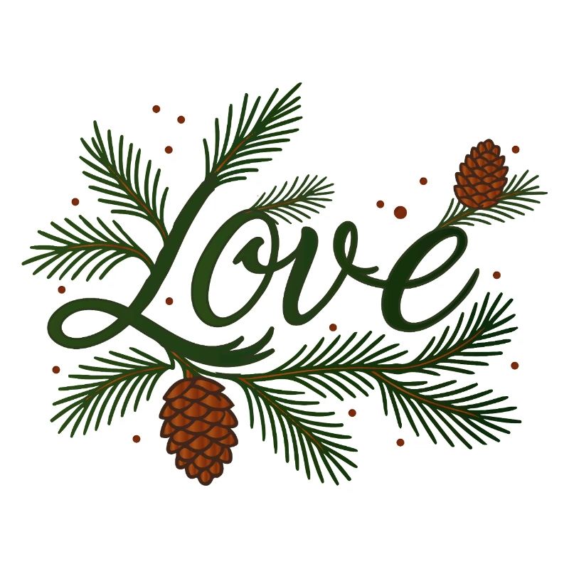 Love lettering with wintry fir branches