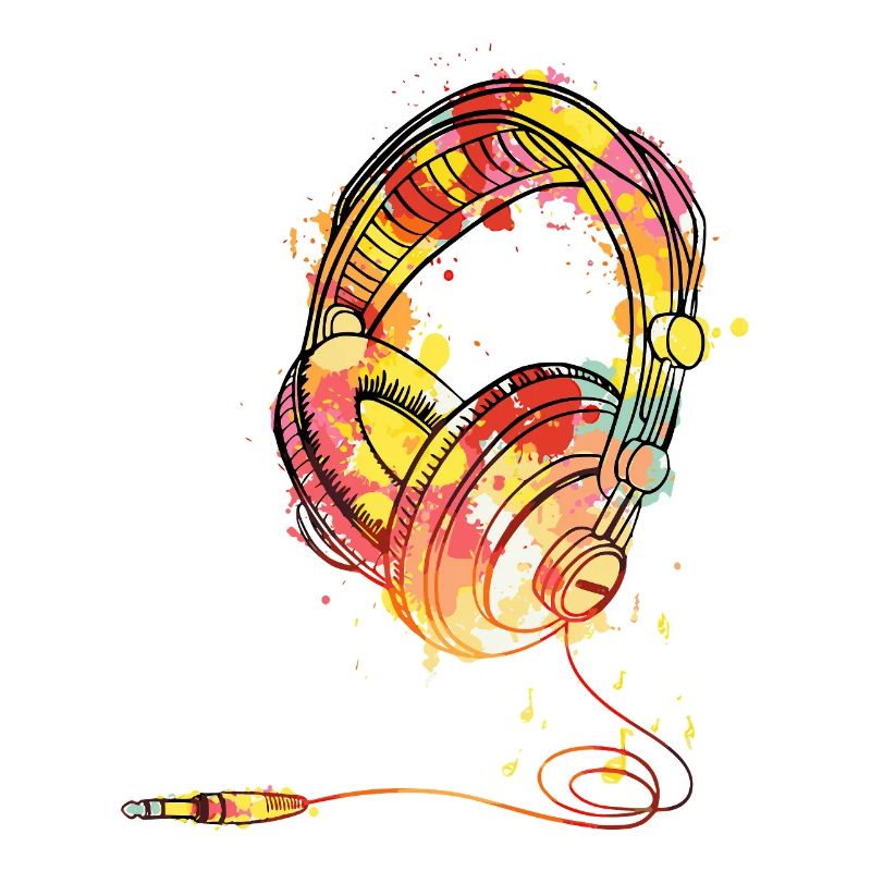 Bunte Kopfhörer-Splash-Illustration