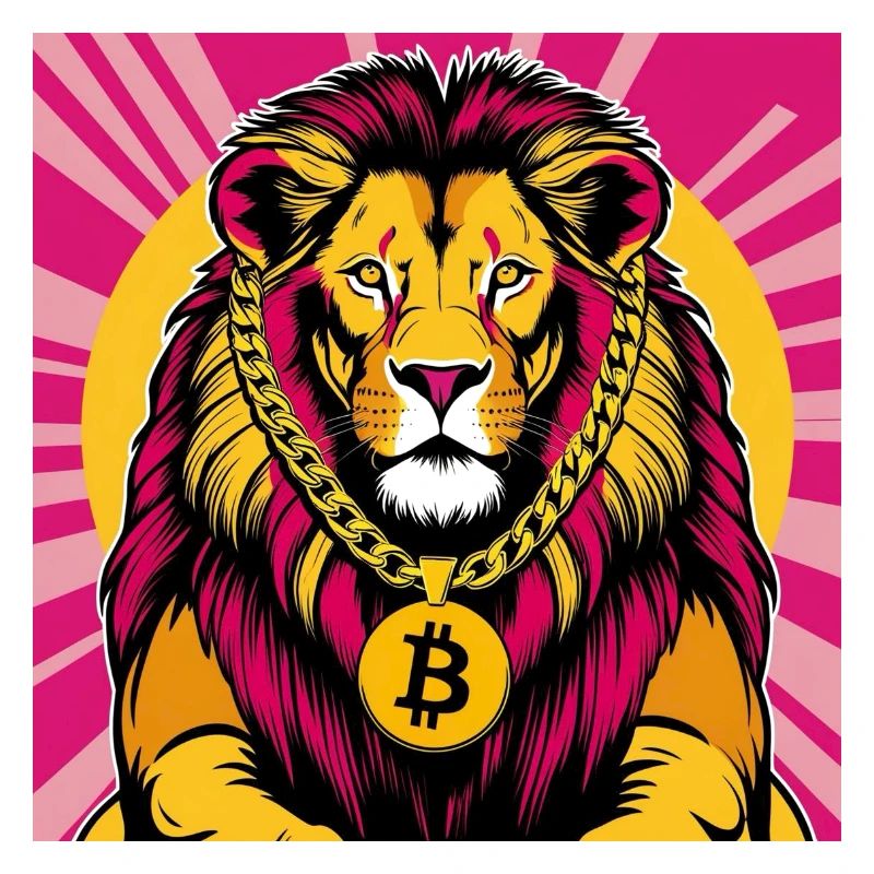 Krypto-Löwe Neon Pop Kunst