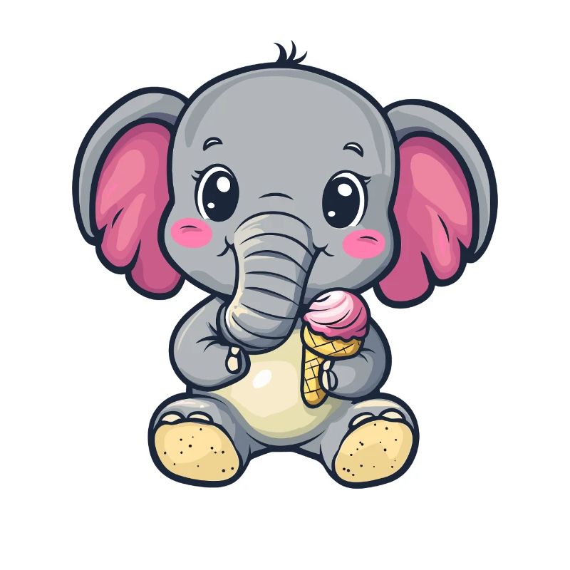 Kleiner Elefant genießt Eis