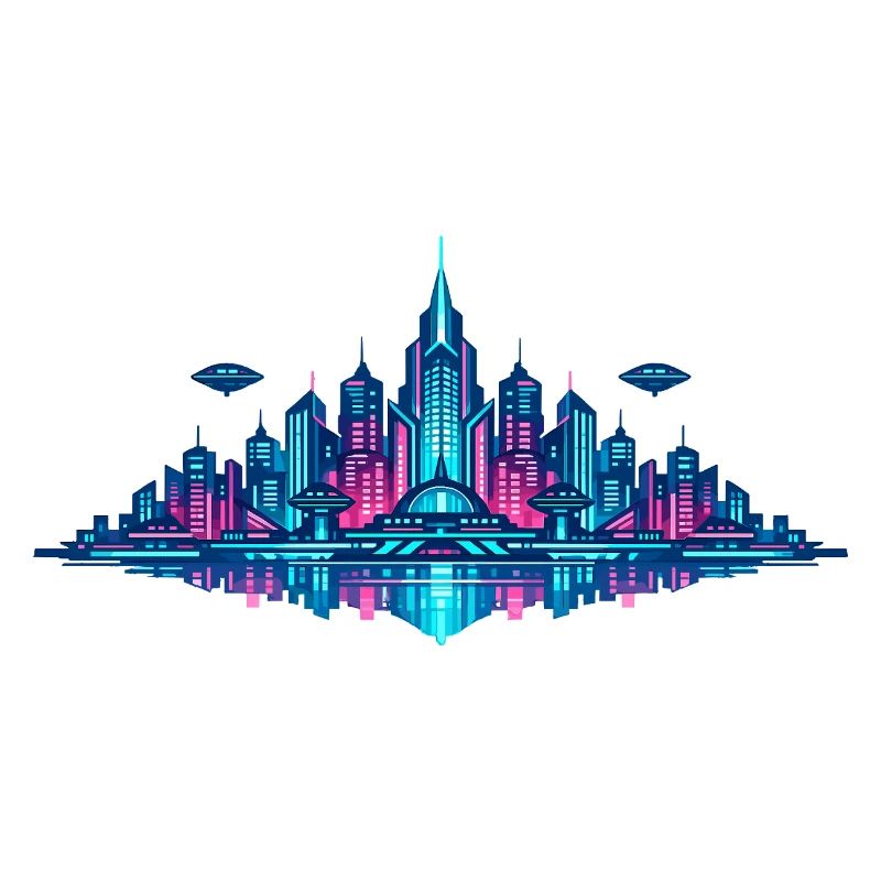 Neon City Reflection