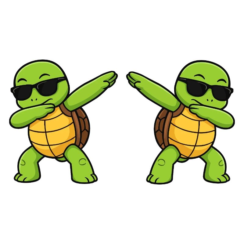 Dab turtle duo with sunglasses