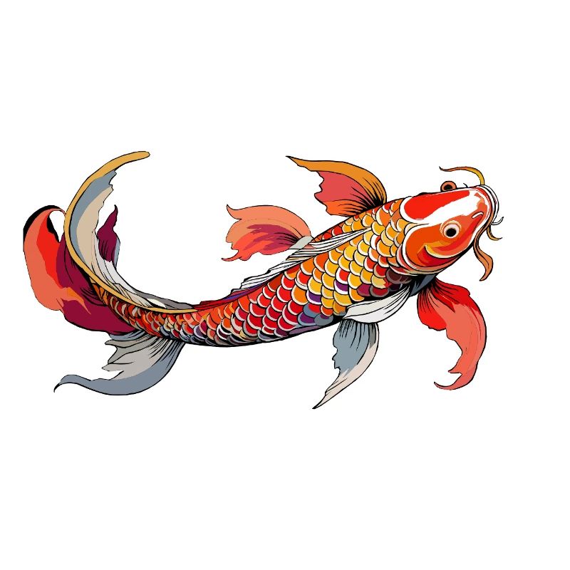 Rainbow Koi on Black