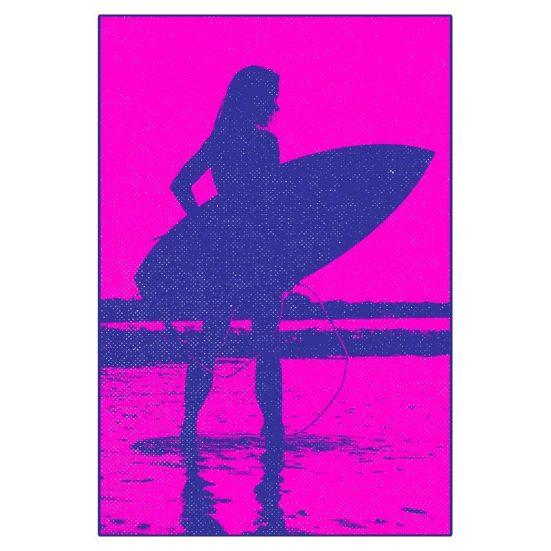 Neon Silhouette Surfer Beach