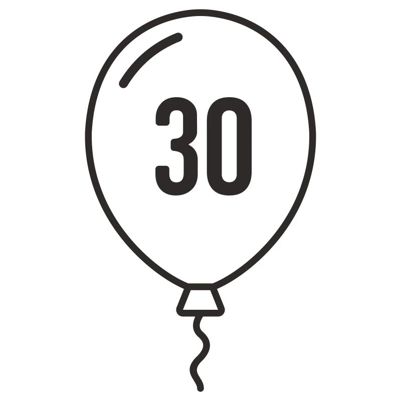 Ballon numéro 30 – Conception d’anniversaire rond