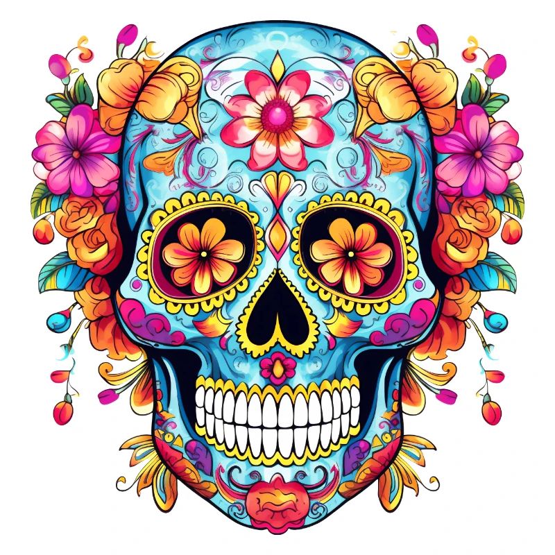 Crâne mexicain, fleurs, crâne, fleurs
