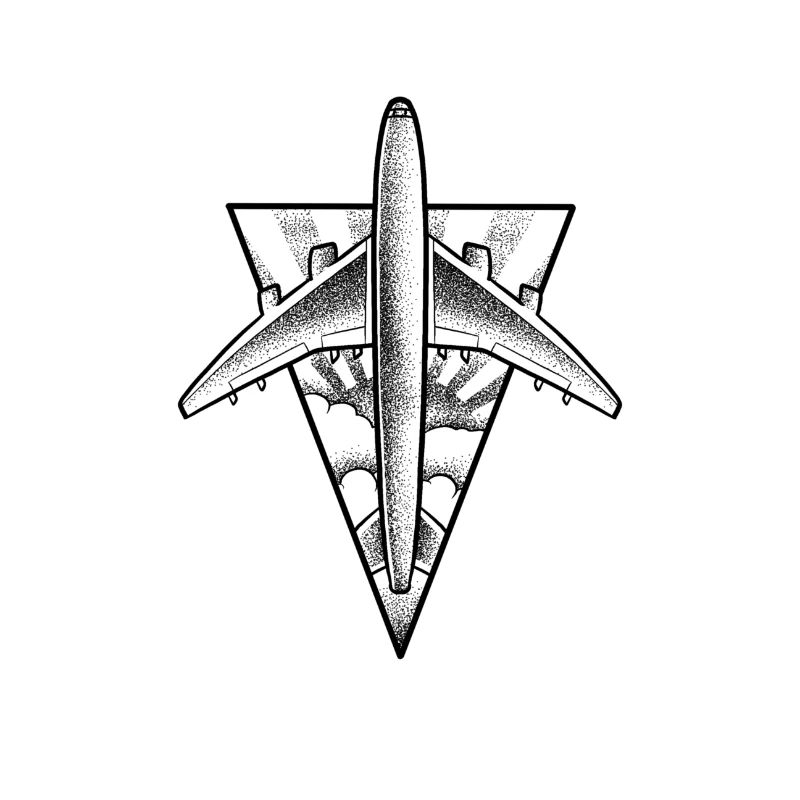 Avion projet dotwork tattoo